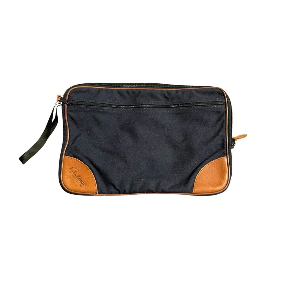 Vintage LL Bean Laptop Case/Bag w/Leather Trim 11
